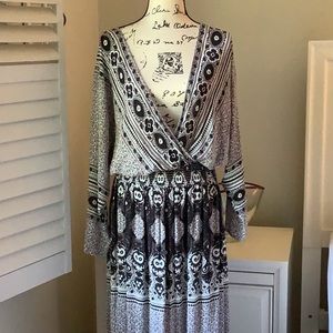 NWOT Free People large brown,black & taupe dress